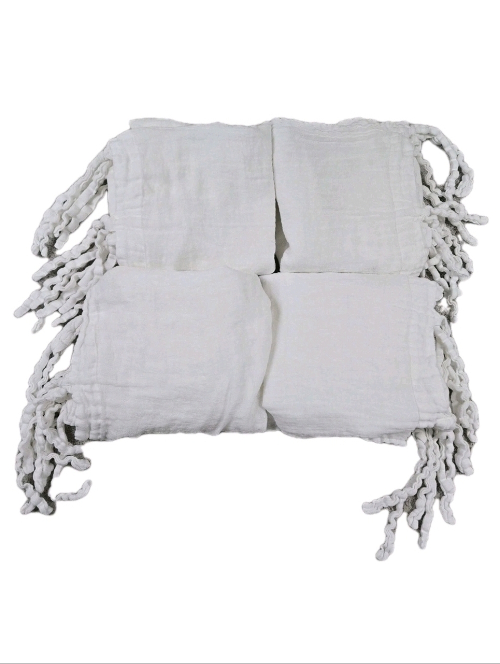 Pottery Barn White Linen Curtains Drapes 4 Panels 50x96 Tie Top Natural Neutral